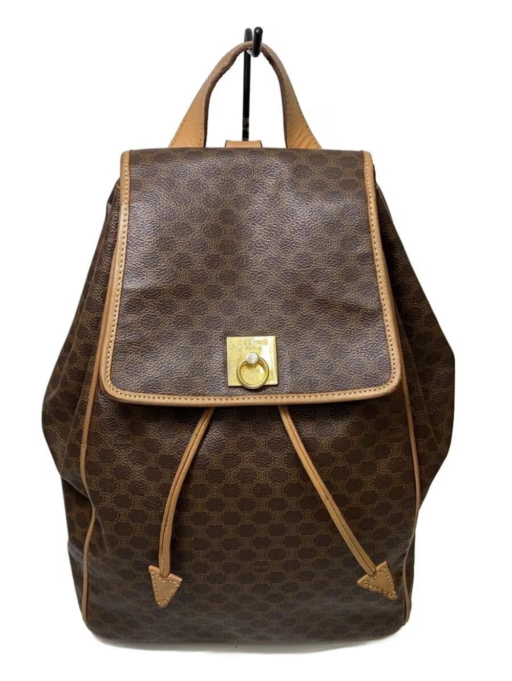 CELINE Logo Macadam Pattern Backpack Bag Brown